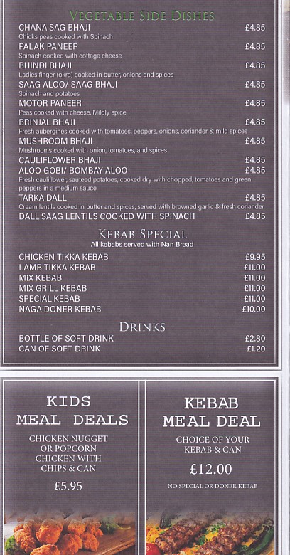 Menu of Laal Mirchi, Indian takeaway Aberdare